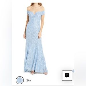 NWT VINCE CAMUTO Off the Shoulder Sequin Lace Gown